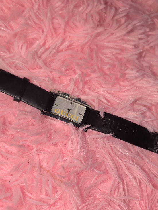 Gucci Accessories - Vintage Gucci Tank Watch - Silver/Grey Dial - Black Genuine Leather
